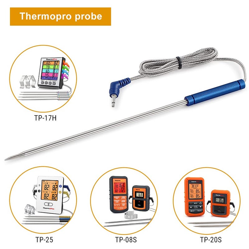 ThermoPro Stainless Steel Probe Replacement Stainless Meat Probe for TP25, TP27 (Blue) - Image 4