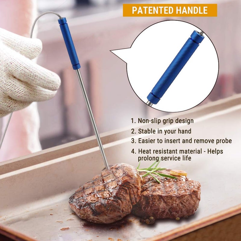 ThermoPro Stainless Steel Probe Replacement Stainless Meat Probe for TP25, TP27 (Blue) - Image 3