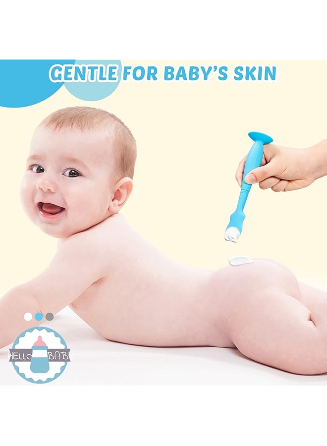 KASTWAVE Diaper Cream Applicator For Rashes Soft Flexible Silicone Bum Brush Baby Essentials Gift Idea For Shower And New Mom (Blue Grey White) - Image 4