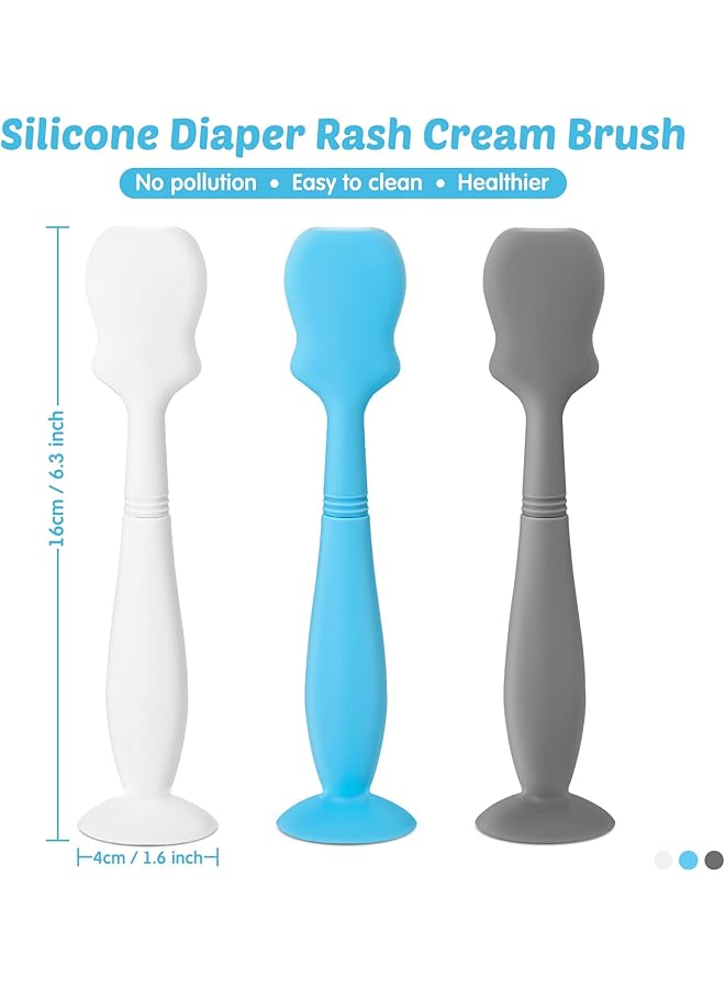 KASTWAVE Diaper Cream Applicator For Rashes Soft Flexible Silicone Bum Brush Baby Essentials Gift Idea For Shower And New Mom (Blue Grey White) - Image 2