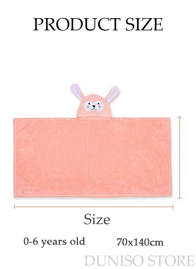 DUNISO Girls Hooded Bath Towel Large Kids Bath Towels Cartoon Rabbit Kids Beach Towels Super Absorbent Toddler Body Towel Soft and Cozy Embroidery Kids Bath Towels Pink  - Image 4