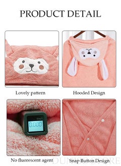 DUNISO Girls Hooded Bath Towel Large Kids Bath Towels Cartoon Rabbit Kids Beach Towels Super Absorbent Toddler Body Towel Soft and Cozy Embroidery Kids Bath Towels Pink  - Image 3