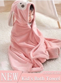 DUNISO Girls Hooded Bath Towel Large Kids Bath Towels Cartoon Rabbit Kids Beach Towels Super Absorbent Toddler Body Towel Soft and Cozy Embroidery Kids Bath Towels Pink  - Image 1