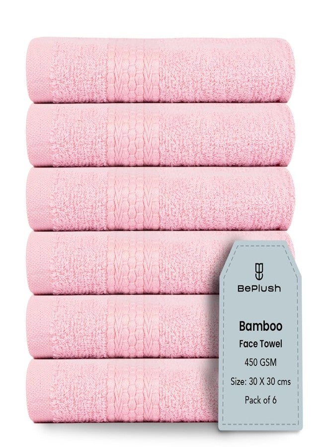 BePlush 450 GSM Bamboo Towel | Ultra Soft, Absorbent, & Quick Dry Towels for Gym, Travel (Face Towel, Pink, Pack of 6) - Image 1