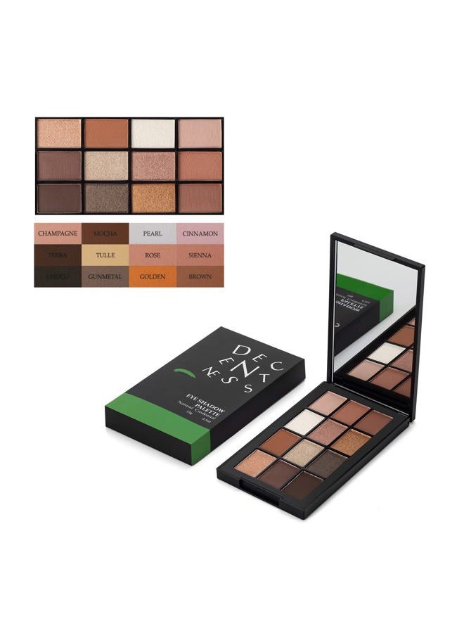 DECENTNESS 12 Colors Eyeshadow Palette Makeup Shades Nude Matte Shimmer Glitter Pigment, Pro Long Lasting&Waterproof Highlighting Makeup Palette,Ideal Gift(Natural Credential) - Image 1
