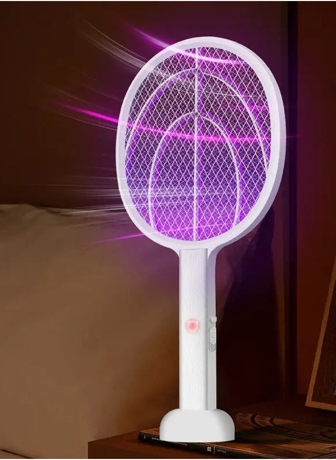 Rechargeable Electric Mosquito And Insect killer Racket with a USB Port Holder And LED lighting