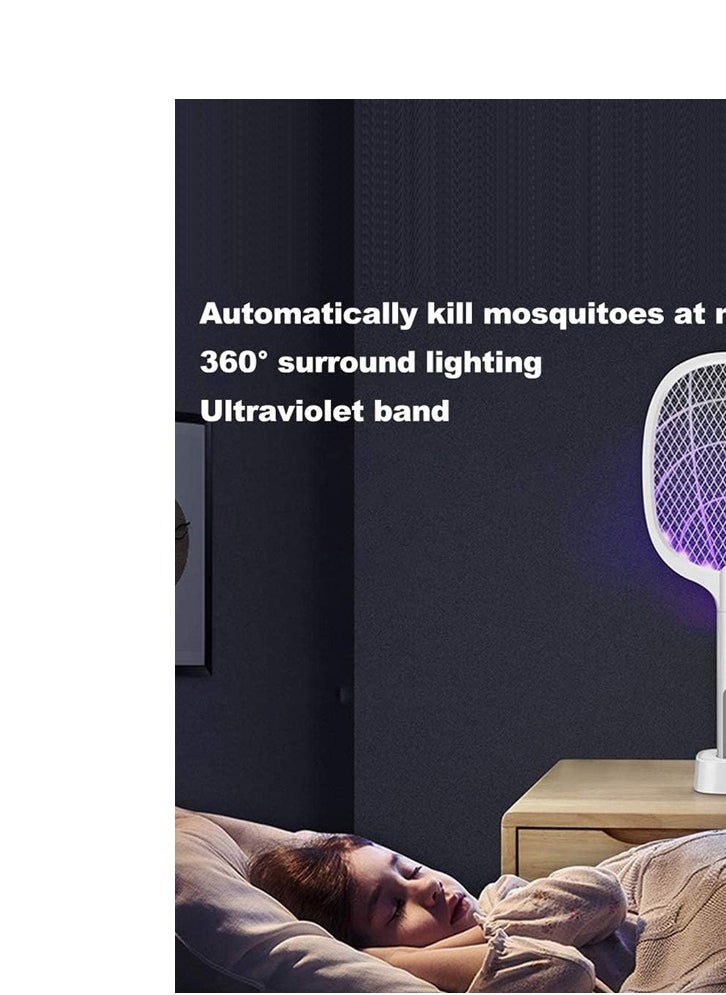 Rechargeable Electric Mosquito And Insect killer Racket with a USB Port Holder And LED lighting