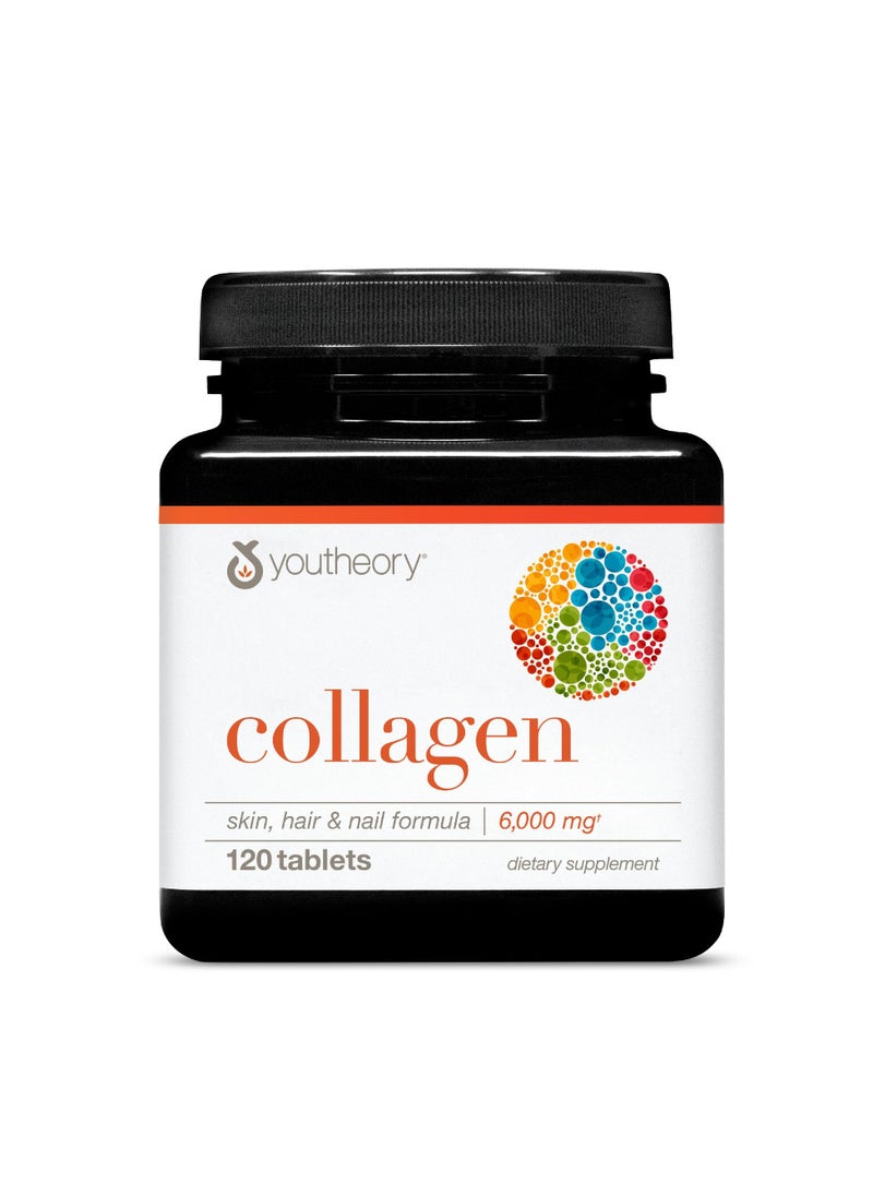 youtheory Collagen Skin Hair And Nail Formula 6000 Mg 120 Tablets  - Image 1