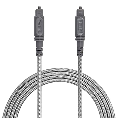 EMK Optical Audio Cable Digital Toslink Cable (2-Meter-Nylon), Grey (AE - Image 1