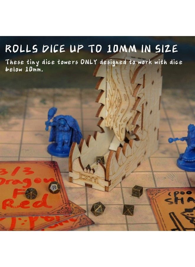 CZYY - Dnd Mini Dice Tower Rolls Dice Up To 10Mm Set Of 3 Wood Portable Dice Roller For Board Game D&D And Tabletop Rpg - Image 1