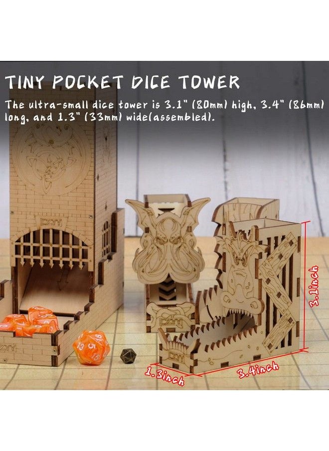 CZYY - Dnd Mini Dice Tower Rolls Dice Up To 10Mm Set Of 3 Wood Portable Dice Roller For Board Game D&D And Tabletop Rpg - Image 1
