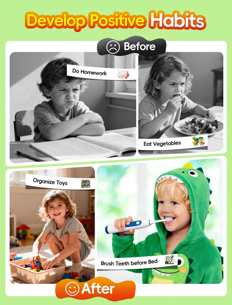 Alyfini Dinosaur Chore Chart for Kids with Visual Timer - Daily Routine & Reward Schedule Board for Toddlers Boys Girls, ADHD & Autism Homeschool Time Management Tools, Morning/Bedtime Task Checklist Planner - Image 3