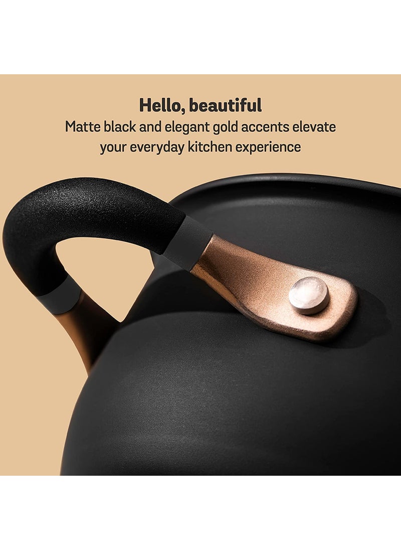 MEYER Meyer Accent Series Hard Anodized Steel Casserole with Lid | Biryani Pot | Cooking Casserole with Lid Gas and Induction Compatible | Cooking Set for Kitchen, 2 Piece, 6.5L, Matte Black  - Image 4