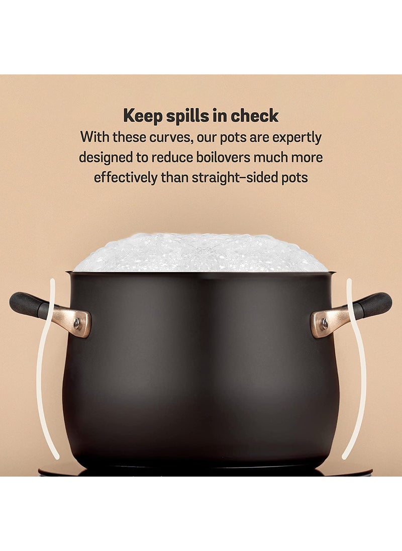 MEYER Meyer Accent Series Hard Anodized Steel Casserole with Lid | Biryani Pot | Cooking Casserole with Lid Gas and Induction Compatible | Cooking Set for Kitchen, 2 Piece, 6.5L, Matte Black  - Image 5