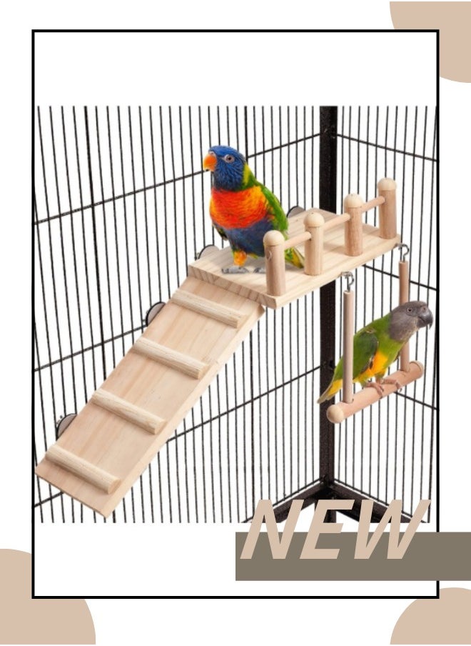 Bird Perches Platform Swing with Climbing Ladder, Parakeet Cage Accessories Wooden Playing Gyms Exercise Sturdy for Small Birds - pzsku/ZFE3E39E822B8D7CD97A8Z/45/_/1726305707/9e37554a-9d5d-43eb-9c7f-ea3b7f1b31fd