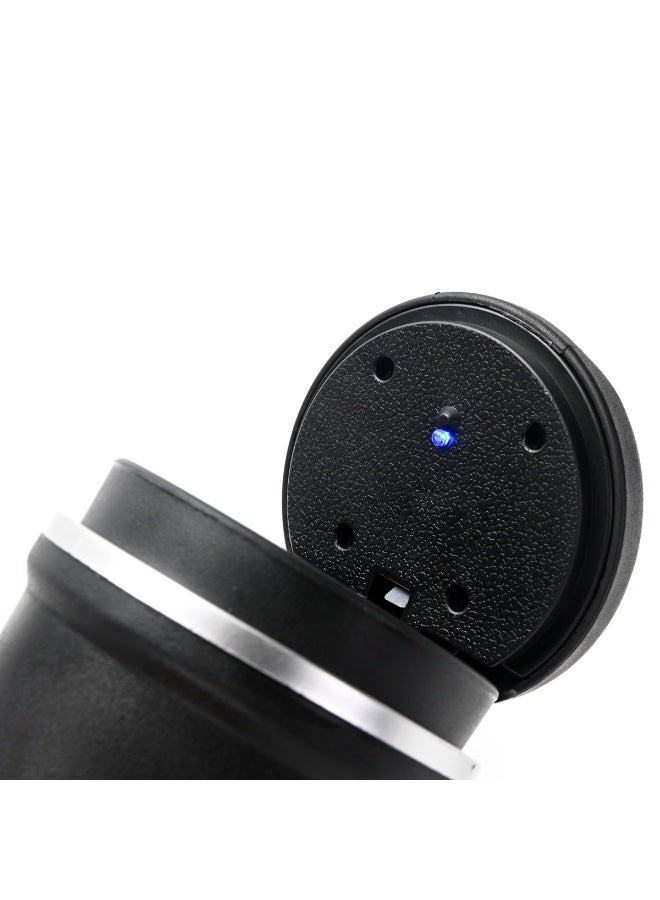 لوازم طفاية دخان سيارة - منفضة سجائر للسيارة مع إضاءة LED وغطاء، تصميم يناسب حامل الأكواب، فتح بالضغط، قاعدة ثابتة، سلة مهملات سيارة صغيرة محمولة للاستخدام اليومي والسفر وسيارات التطبيقات - Image 4