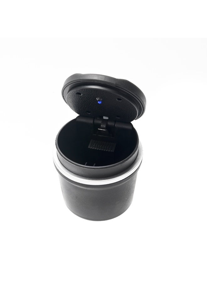 لوازم طفاية دخان سيارة - منفضة سجائر للسيارة مع إضاءة LED وغطاء، تصميم يناسب حامل الأكواب، فتح بالضغط، قاعدة ثابتة، سلة مهملات سيارة صغيرة محمولة للاستخدام اليومي والسفر وسيارات التطبيقات - Image 3