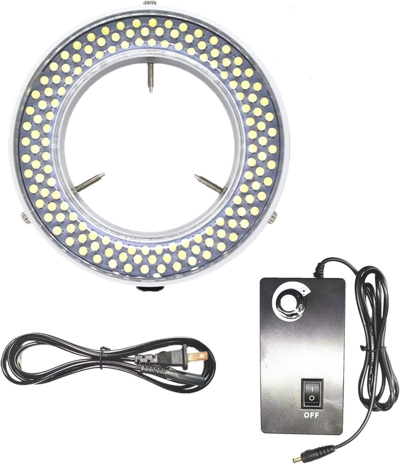 TreochtFUN Light Microscope Led Ring Illuminator,Adjustable 144 LED Ring Light Illuminator for Stereo Microscope (White) - Image 1
