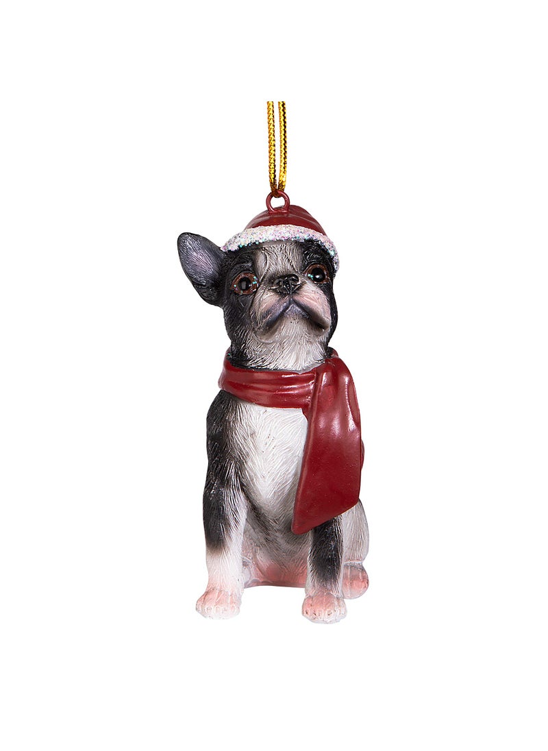 Design Toscano Design Toscano  JH576302 Boston Terrier Holiday Dog Christmas Tree Ornament Xmas Decorations 3 Inch Full Color 