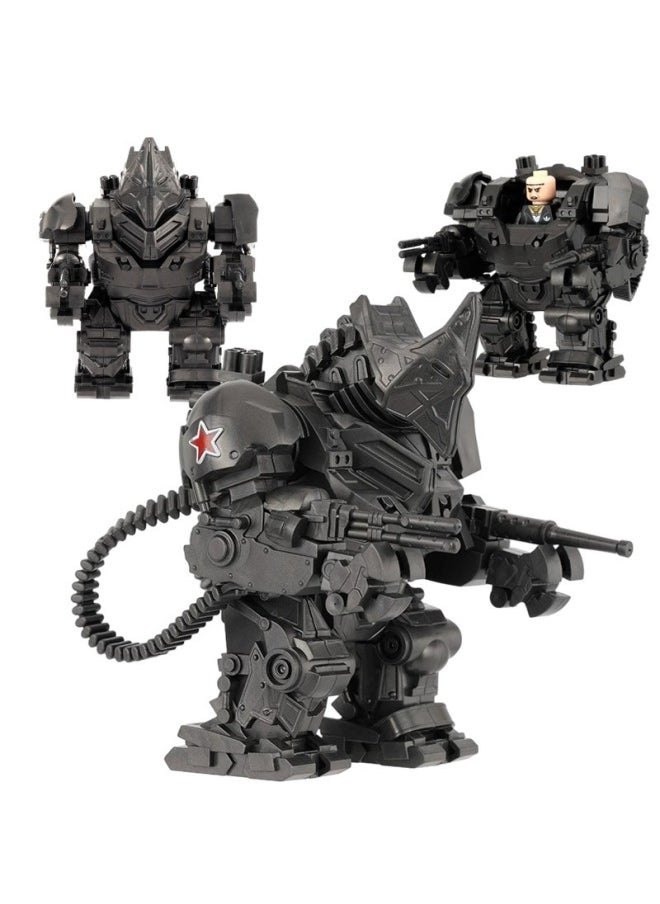 Generic - Domestic Marvel Rhino Mecha Third-party Super Characters Extraordinary Assembled Building Blocks Characters Toy Tide Play-Color:Rhino Mecha Man (Black) - Image 1