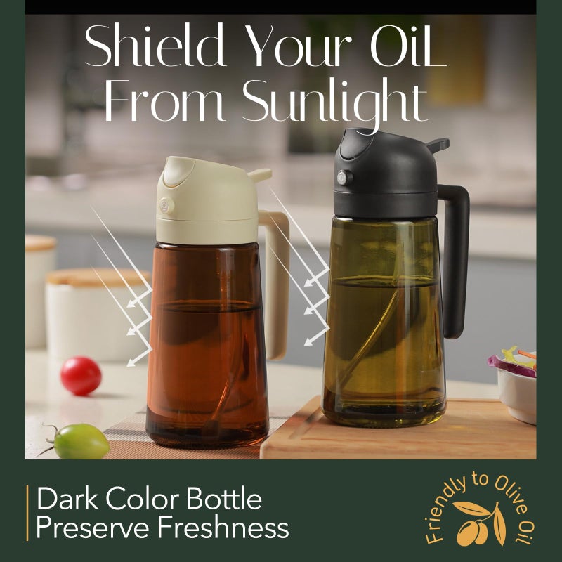 ‎YARRAMATE Yarramate 16Oz/470Ml Light Blocking Oil Sprayer For Cooking With Stickers  Food-Grade 2 In 1 Olive Oil Dispenser Bottle For Kitchen Dark Amber Glass Oil Bottle For Air Fryer  Bbq (Lotusrootpink) - Image 2