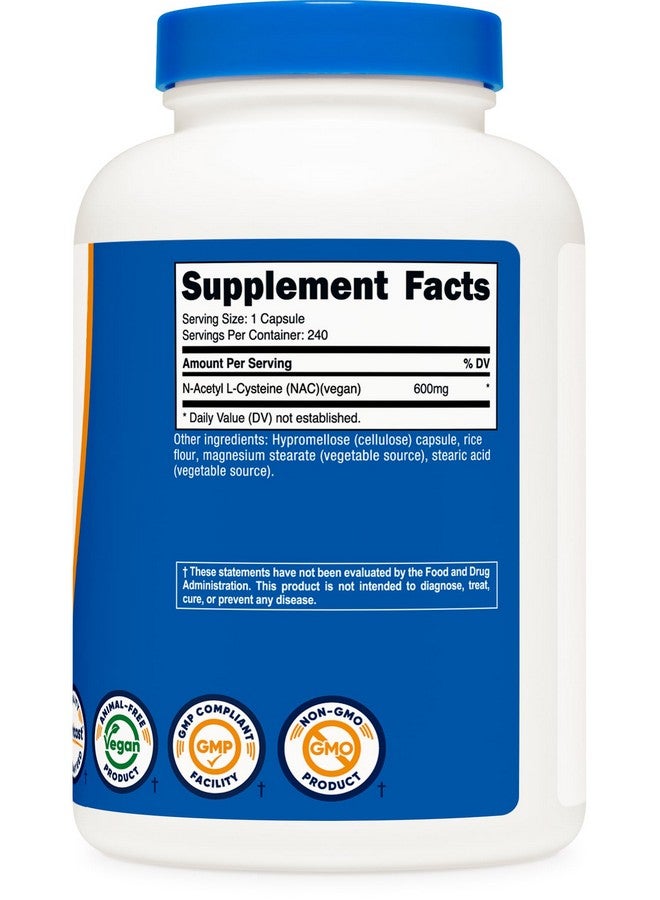 Nutricost N-Acetyl L-Cysteine (NAC) 600mg, 240 Vegetarian Capsules - Vegan, Non-GMO, Gluten Free - Image 5