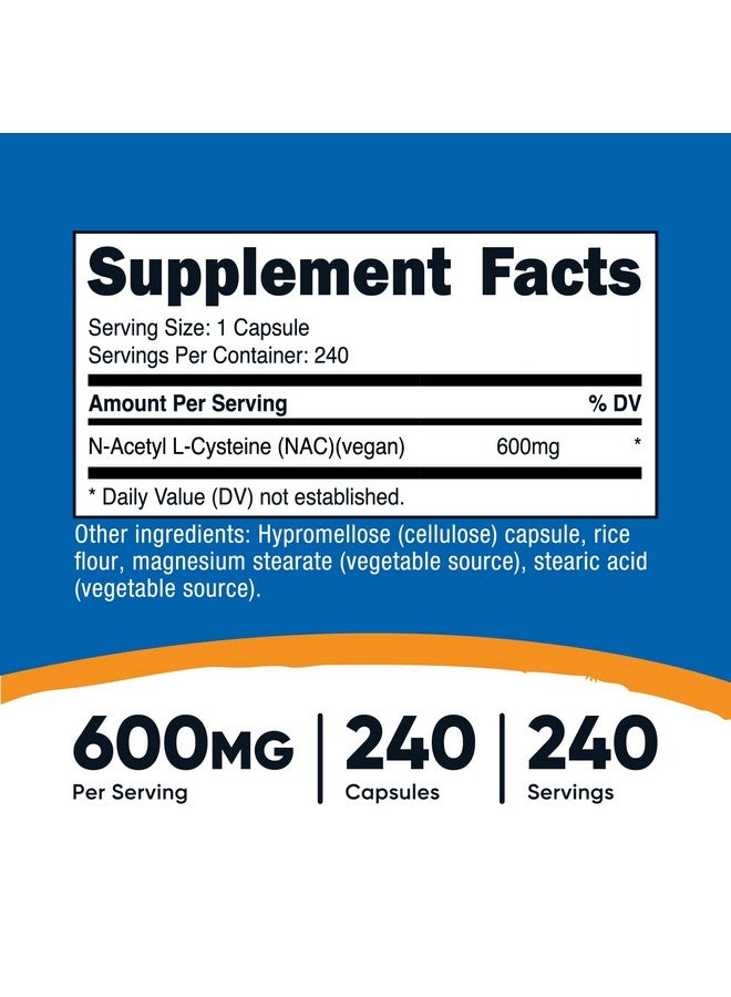 Nutricost N-Acetyl L-Cysteine (NAC) 600mg, 240 Vegetarian Capsules - Vegan, Non-GMO, Gluten Free - Image 2