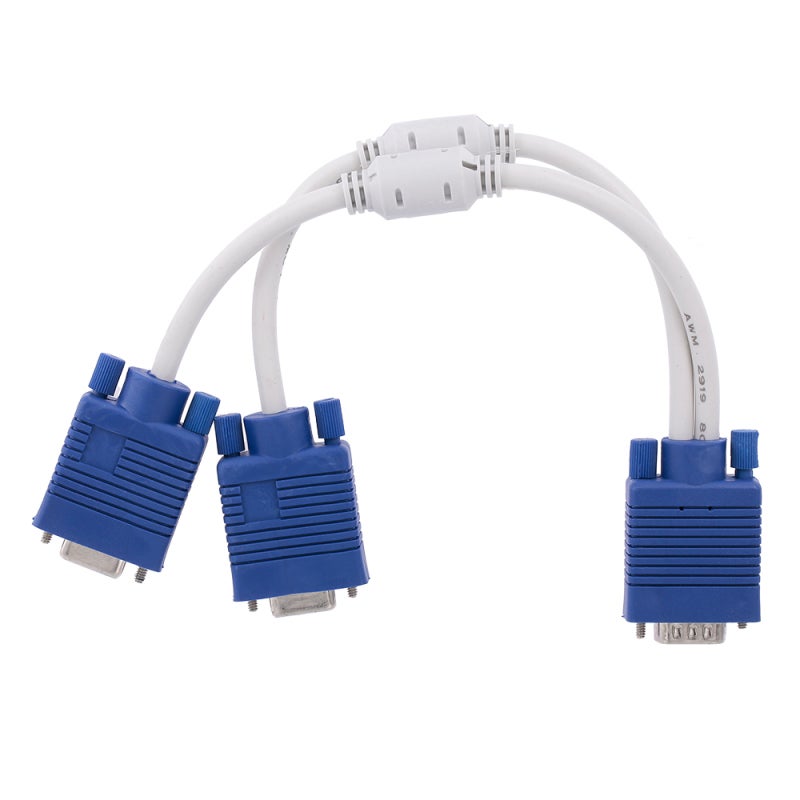 VGA 1 Male To 2 Female Y-Splitter Cable - Dual Monitor Display Adapter With Magnetic Ring - Nickel-Plated Connector for Desktop Laptop Projector - Image 4