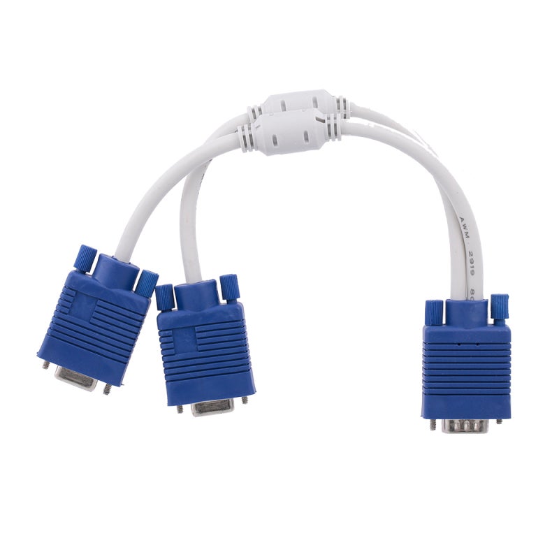 VGA 1 Male To 2 Female Y-Splitter Cable - Dual Monitor Display Adapter With Magnetic Ring - Nickel-Plated Connector for Desktop Laptop Projector - Image 5