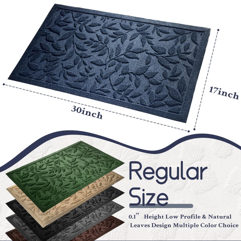 VivaNest Blue Leaves Outdoor Indoor Entrance Doormats, Absorbent Durable Heavy Duty Welcome Front Door Mat,Thick Natural Rubber Back,Easy Clean Entryway Mat 17x30 Inch, Low Profile - Image 4