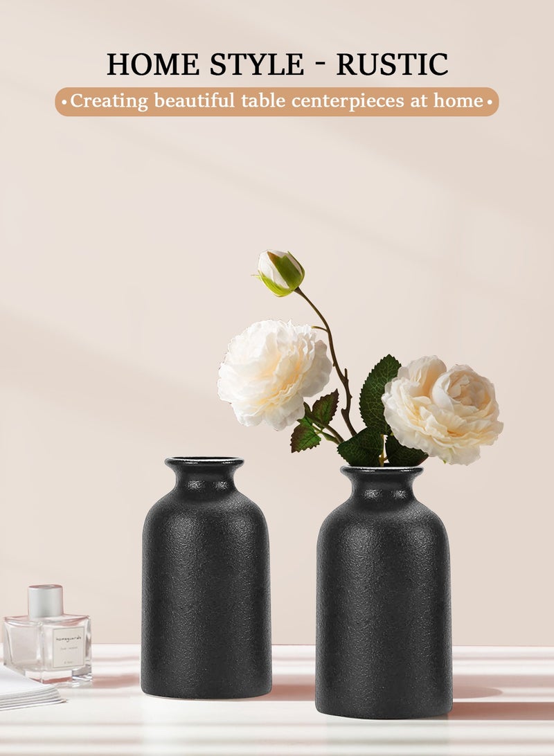 6-Pcs Ceramic Black Small Vase, Ceramic Vase Dry Flower Vases Minimalism Style for Modern Table Shelf Fit Fireplace Bedroom Kitchen Living Room Home Decor