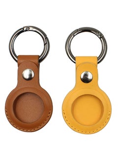 Y&D Bluetooth Tracker Case Protective Skin for Airtags, Precise Opening Head Layer Leather Cover with Keychain, Airtags Sleeve, Finder Airtag Holder  - Image 1