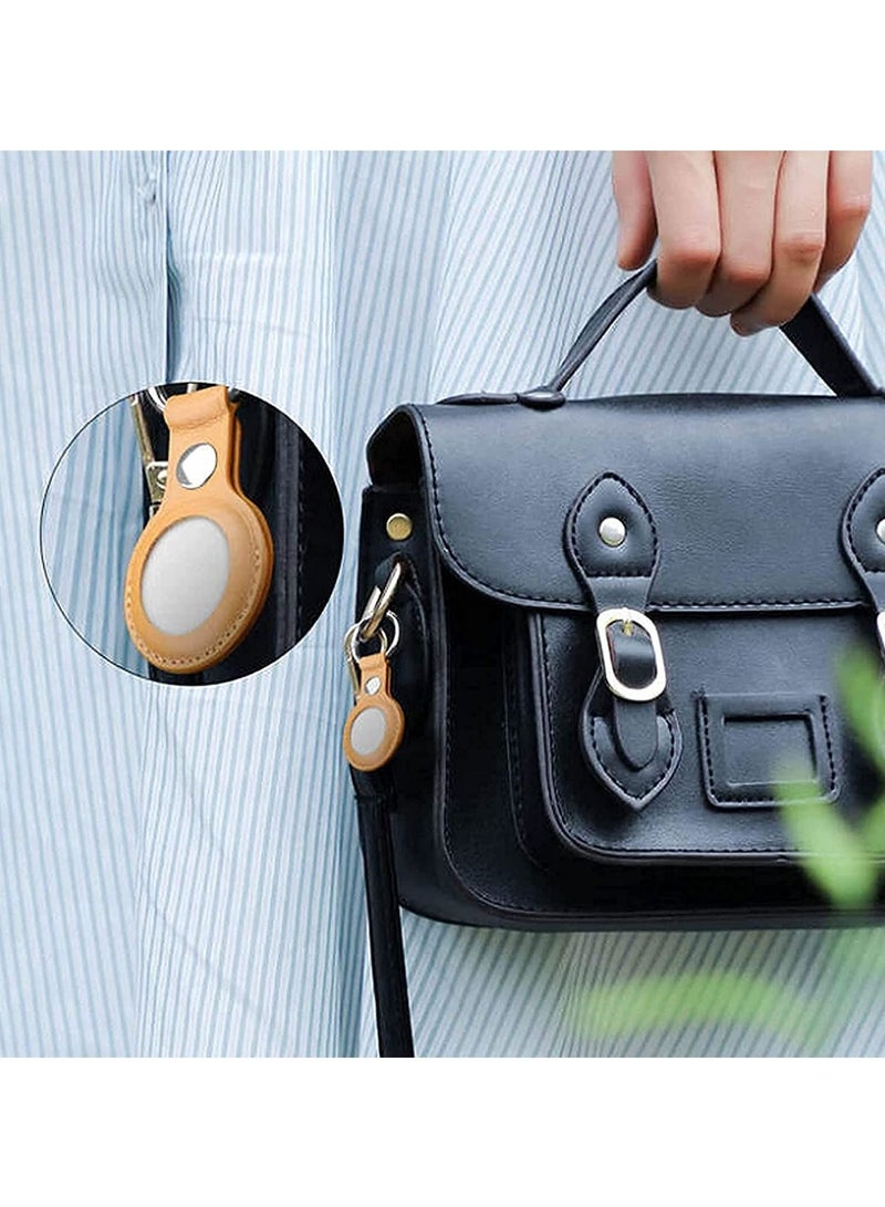 Y&D Bluetooth Tracker Case Protective Skin for Airtags, Precise Opening Head Layer Leather Cover with Keychain, Airtags Sleeve, Finder Airtag Holder - Image 3