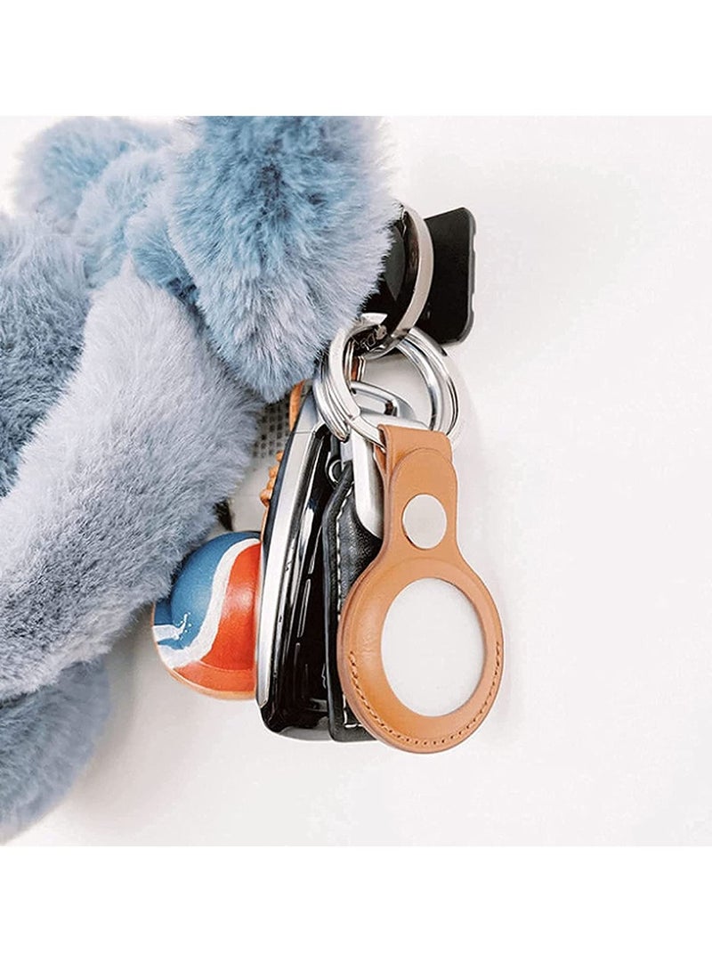 Y&D Bluetooth Tracker Case Protective Skin for Airtags, Precise Opening Head Layer Leather Cover with Keychain, Airtags Sleeve, Finder Airtag Holder - Image 4