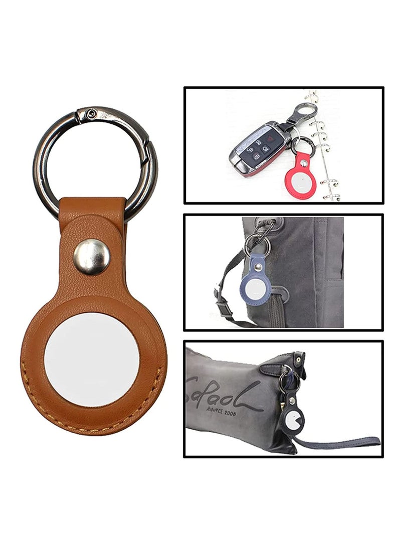 Y&D Bluetooth Tracker Case Protective Skin for Airtags, Precise Opening Head Layer Leather Cover with Keychain, Airtags Sleeve, Finder Airtag Holder - Image 2