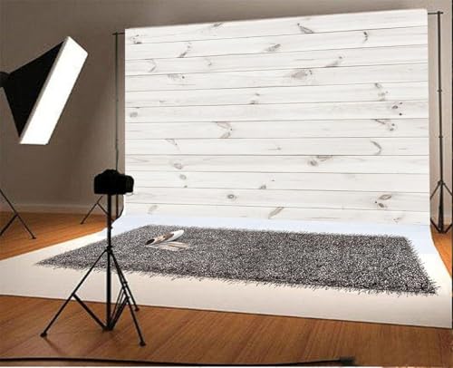 AOFOTO 6x4ft White Wood Photography Backdrop Rustic Wooden Board Plank Hardwood Background Wall Floor Still Life Shooting Decor Infant Newborn Portrait Photoshoot Props Birthday Party Supplies - Image 4