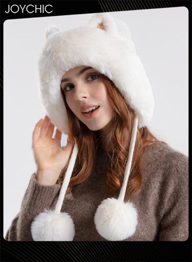 Joychic قبعة شتوية محبوكة رائعة للنساء بتصميم آذان قطة كرتونية لحماية الأذنين قبعة سميكة دافئة للاستخدام الخارجي مقاومة للرياح - Image 2