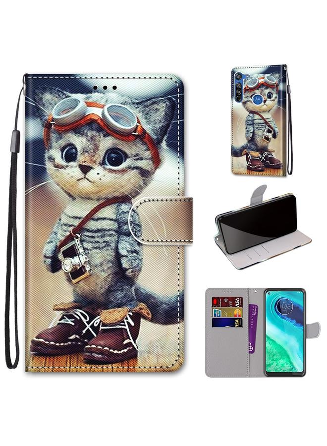 S-TOP Case For Motorola Moto G8 Coloured Drawing Cross Texture Horizontal Flip PU Leather Case with Holder & Card Slots & Wallet & Lanyard - Image 1