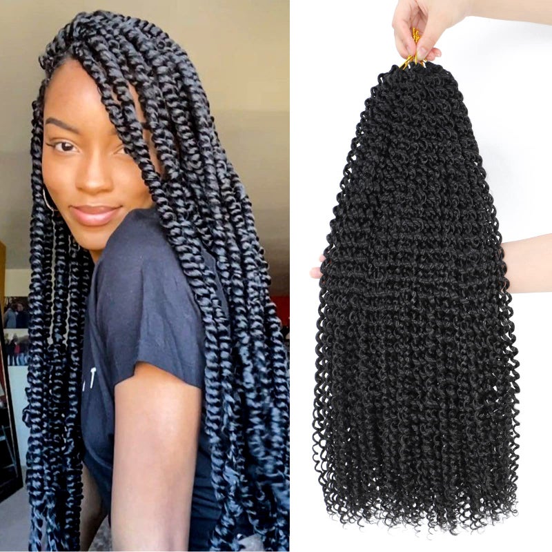 Dansama 24 Inch Passion Twist Hair Water Wave Braiding Hair for Butterfly Style Crochet Braids Bohemian Hair Extensions 24inch 1B Economy Pack