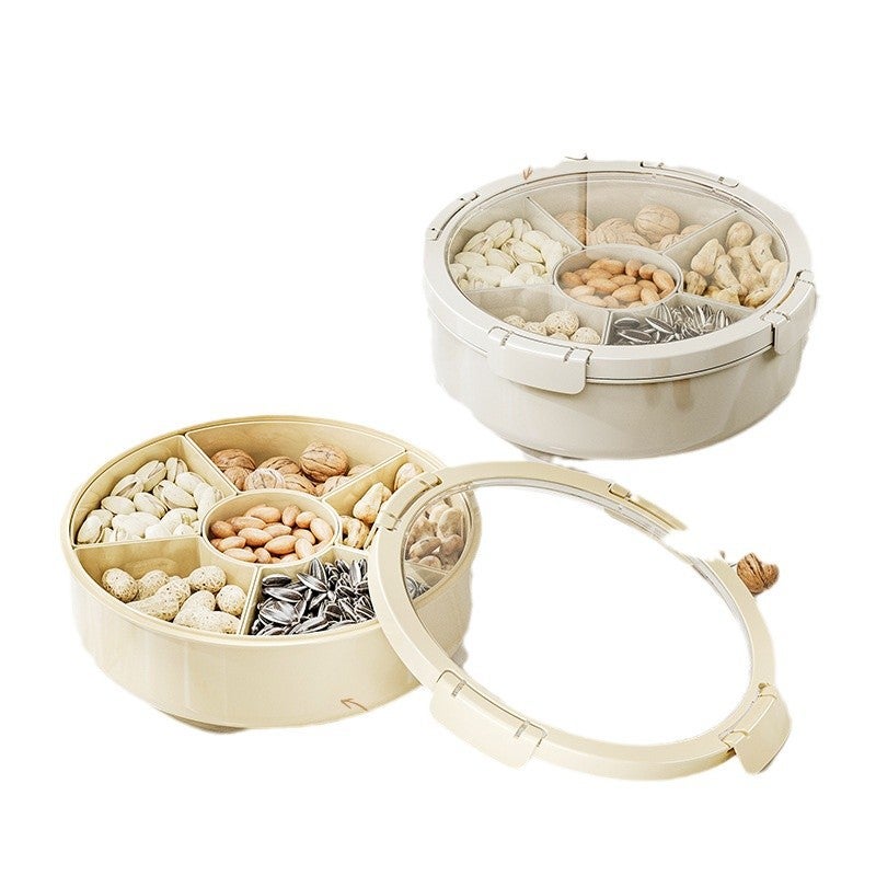 Rotatable Sealed Divided Nut Tray, Light Luxury Snack Plate for Melon Seeds & Nuts, Household Coffee Table Storage Dish - Image 2