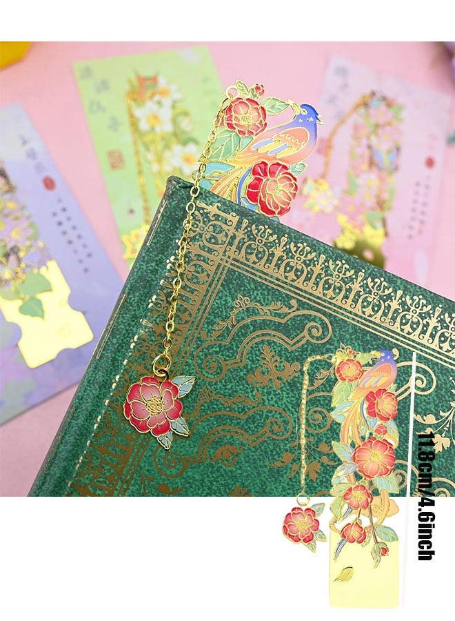 Happy D Metal Bookmark - Beautiful Women's Floral Bookmark - Camellia, Hibiscus, 2-Piece Set - Image 2