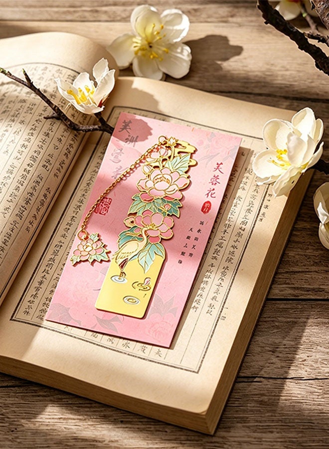 Happy D Metal Bookmark - Beautiful Women's Floral Bookmark - Camellia, Hibiscus, 2-Piece Set - Image 3