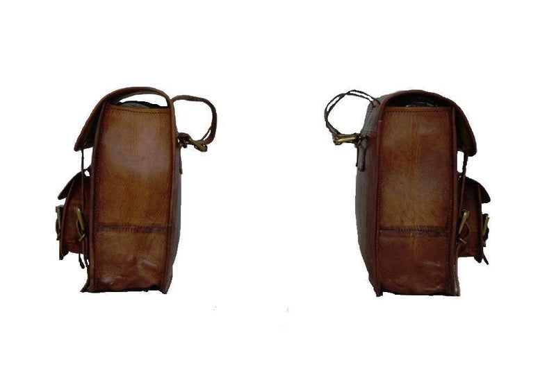 PRASTARA PRASTARA Motorcycle Side Pouch Brown Leather Side Pouch Saddlebags Saddle Panniers 2Bag  - Image 2