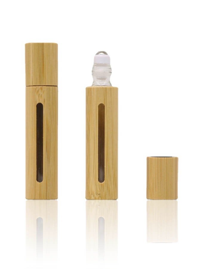 زجاجات دوارة للزيوت العطرية من الخيزران مكونة من قطعتين - Image 1