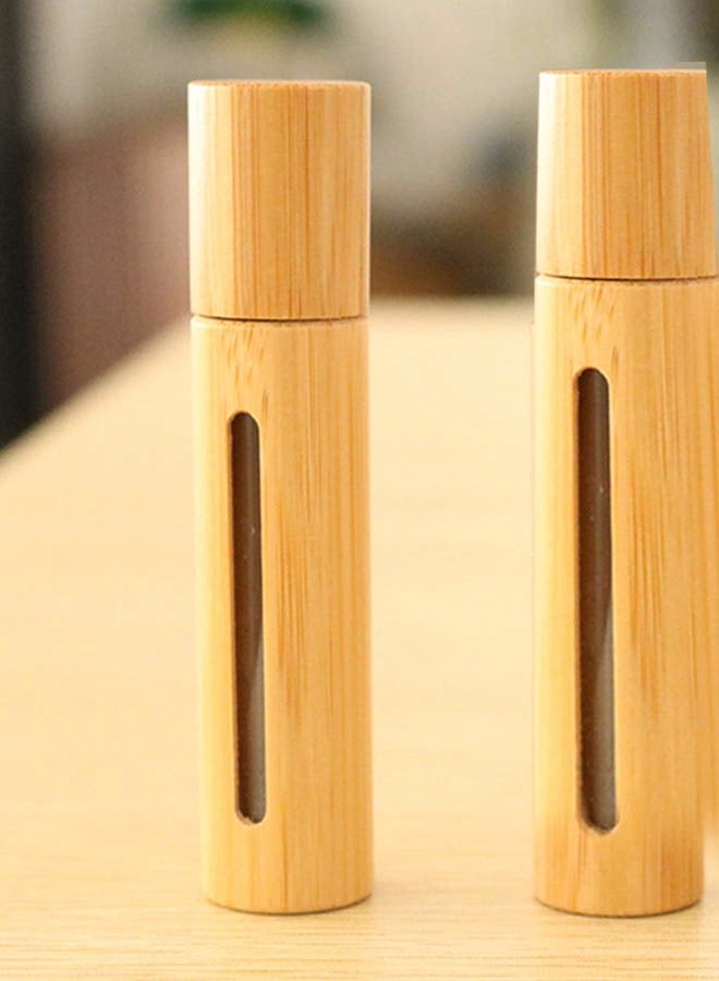 زجاجات دوارة للزيوت العطرية من الخيزران مكونة من قطعتين - Image 3