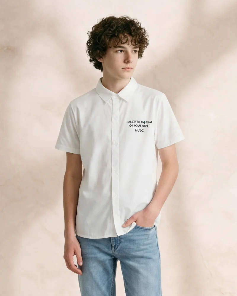Redtag Boys White Printed Shirt