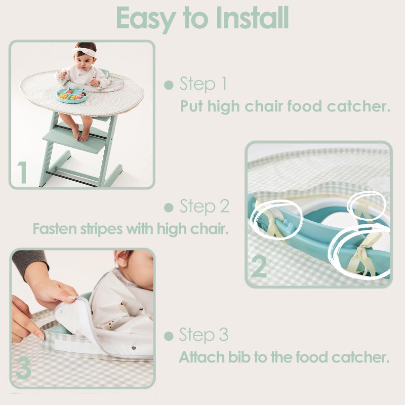 MITCHENIFY Food Catcher Fit for Stokke Tripp Trapp High Chair, Waterproof Long Sleeve Eating Bib, Baby Feeding Essentials, Accessories for Highchair - Image 4
