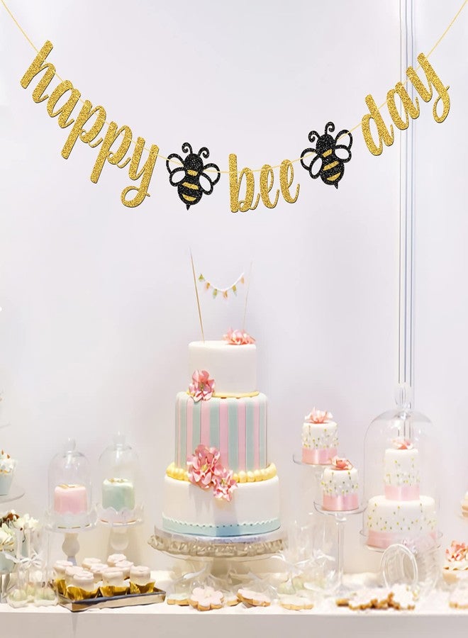 MonMon & Craft Gold Glitter Happy Bee Day Banner/Bumble Bee Theme Baby Shower Party Supplies/New Mom/Gender Reveal Party/Happy Birthday Party Decorations - Image 5