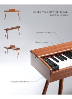 Jidyous Digital Piano 88 Key Weighted Keyboard with Triple Pedal and Piano Stand Supports MIDI USB Audio and Headphones Keyboard Piano for Adults Children and Beginners  - Image 2