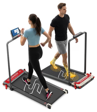 Sparnod Fitness STH-3007 3-in-1 Double-Sided Walking Pad Treadmill | 2.5 HP DC Motor | Acupressure Massage Pad | 5 Speed Modes | Incline Feature | LED Display | Home Use | Supports Up to 120kg